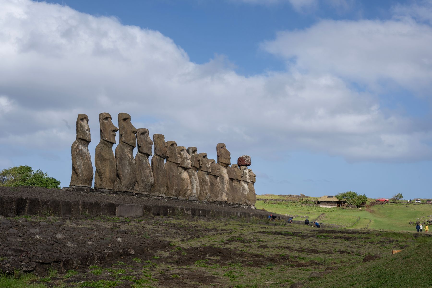 A row of moai on Rapa Nui, Easter Island